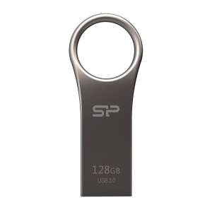 Silicon Power Jewel J80 128GB USB 3.0 titanium flash drive, front view - Silicon Power