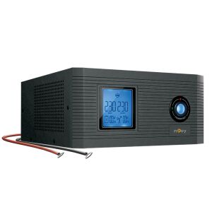 NJOY Aira 1200 Inverter Vorderansicht mit LCD-Display, das Spannung und Leistung anzeigt - NJoy