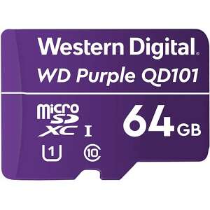 Western Digital 64GB microSDHC memory card, Purple series, for surveillance cameras - Memory Card