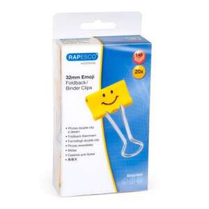 20 darabos 32 mm-es RAPESCO Emoji Foldback Binder Clips, vegyes mosolygós arcokkal - Irodai kiegészítő