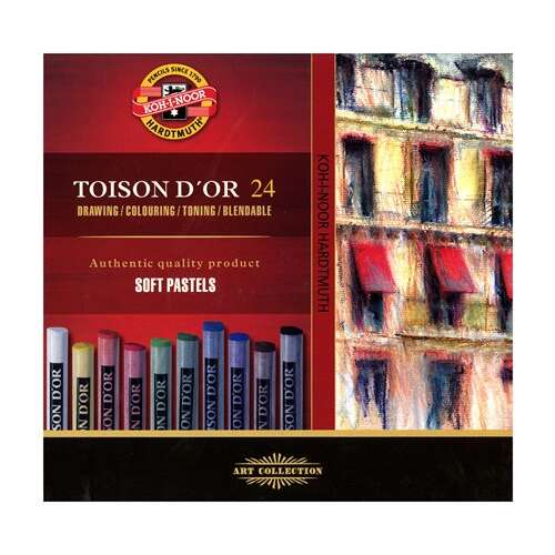 Koh-I-Noor Hardtmuth Toison D'Or 24 lágy pasztell, 24 különböző szín, rajzoláshoz, színezéshez, árnyékoláshoz, keverhető - Pasztellkréta