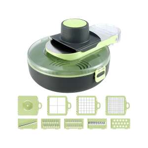 Tăietor multifuncțional de legume și fructe 9 în 1 cu lame interschimbabile, inclusiv un recipient, un separator de gălbenușuri și un decojitor - Verk Group