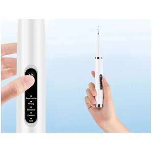 Dentistic ultrimate 2-in-1-Elektrozahnbürste und Zahnreiniger, zeigt das Gerät mit verschiedenen Geschwindigkeitseinstellungen - Haken