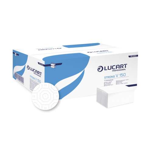 Lucart Strong V 150, 2-lagiges Papierhandtücher, 150 Blatt pro Packung, 20 Packungen pro Karton, weiß