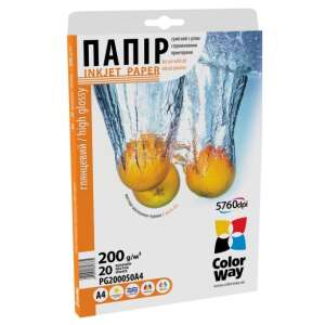 Фото хартия ColorWay PG2000504R, мастилено-струен, висок гланц, 200 g/m², A4, 50 листа - Фотохартия