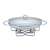 Kinghoff KH 1411 oval glass food warmer with stainless steel frame and lid, with candles