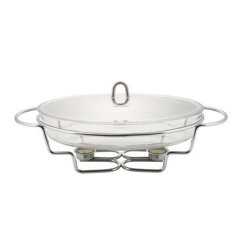 Kinghoff Kh-1411 3,2L Vas de servire oval din sticlă cu capac și suport