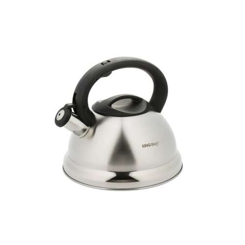 Ceainic Kinghoff 3L cu fluier, din oțel inoxidabil, cu mâner negru