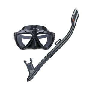 Set de scufundare și snorkeling Aloma WT-2, negru, cu montare GoPro pentru camere de acțiune - Seturi de scufundare