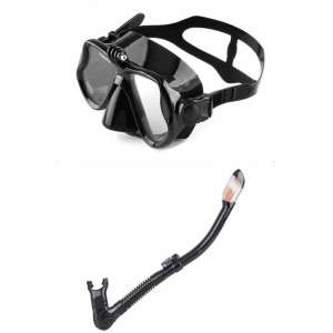 Set de scufundare și freediving Aloma AM708, negru, cu mască și tub, lentile duble, suport GoPro - Seturi de scufundare