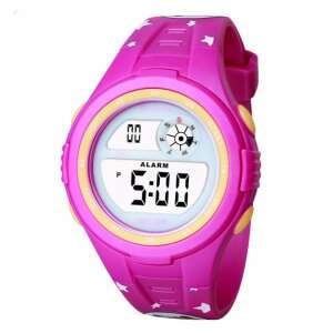 Детски дигитален часовник, Mingrui MR2117LK, модел astro-cat, дата, осветление, водоустойчивост 30 метра, магента
