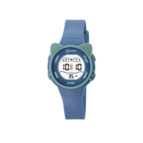 Ceas digital pentru copii Mingrui MR2206L cu urechi de pisică, curea din silicon albastru, rezistent la apă 3ATM, dată, lumină, alarmă, cronometru, calendar și funcții de scufundare