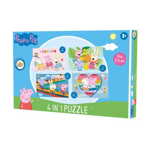 Set puzzle 4 în 1 Peppa Pig - 12, 16, 20, 24 piese