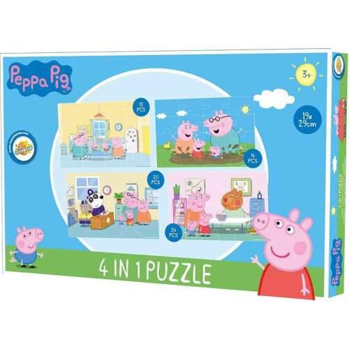 Peppa Pig 4 în 1 Set Puzzle, 2 cutii, 12, 16, 20 și 24 piese