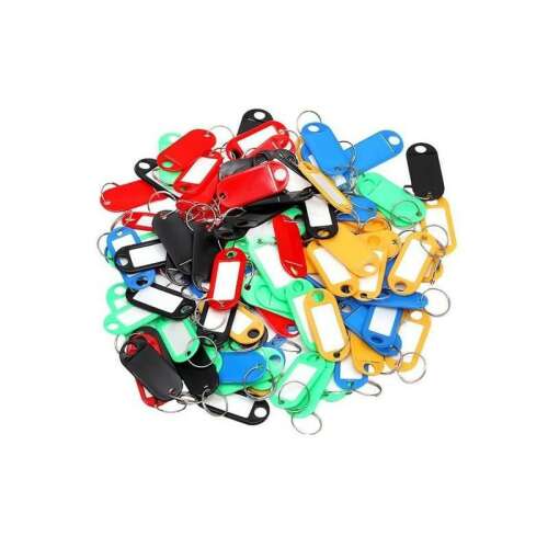 100 db színes kulcstartó címke üres címkével a könnyű azonosításhoz