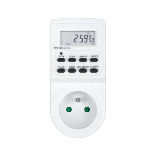 Elölnézet a MASTERCLEAR Digitális Időzítő Kapcsolóról, Programozható Konnektor Aljzat Időzítő
