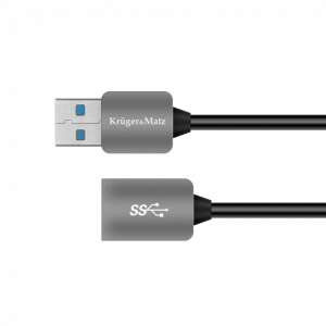 Kruger & Matz USB 3.0 Verlängerungskabel, 1 Meter lang, graue Farbe - Krüger&Matz