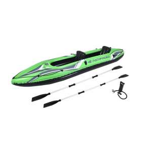Pathfinder 2 személyes felfújható kajak, zöld fekete díszítéssel, két evezővel és egy szivattyúval - Jilong