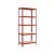 Rotes Metallregal mit 5 Böden, isoliert auf Weiß
