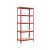 Rotes Metallregal mit 5 Böden, isoliert