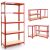 Rotes Metallregal mit 5 Böden, alternative Konfigurationen