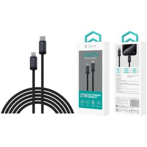 Devia Gracious Series 27W PD Type-C/Lightning adat- és töltőkábel 1m - fekete 113783659 - Devia