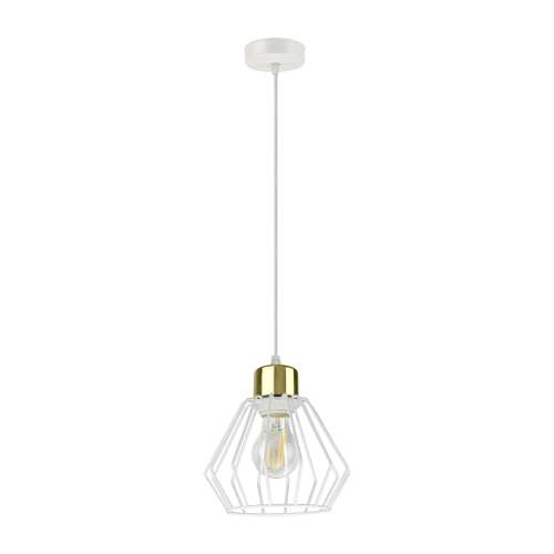 ADVITI Waya pendant lamp AD-LD-6345WE27M, white and gold, modern design, cage style, E27 socket, 60W max