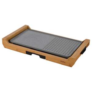 Vivax EG-4020B electric grill with bamboo housing, non-stick surface, adjustable temperature, removable drip tray - Tabletop Grill and Waffle Maker