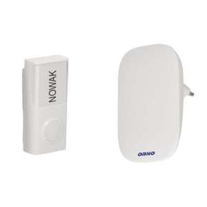 Sonerie wireless Orno, alb, 230V, raza de acțiune 100m, 80dB, IP44, Nowak - Sonerii