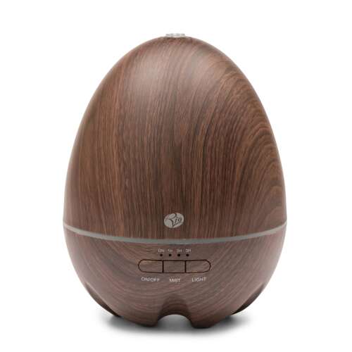 RIO ARIA Essential Oil Diffuser, Woodgrain Finish, 400ml Tank, Night Light, 8 Color Changing LED Lights, Timer, Auto Shut Off