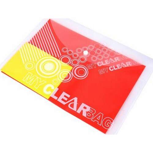 FLEXOFFICE FO-CBF05 A4 clear document pouch with press stud closure