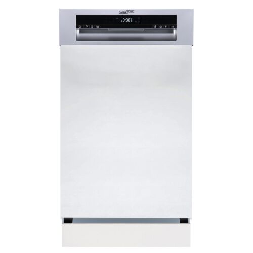 Homefort HMGF0421DS Beépíthető mosogatógép, bútorlap nélkül, 10 teríték, 8.5 L fogyasztás, 8 program, 47 dB zajszint, D energiaosztály, Felső evőeszköztartó, 45 cm, Digit. kijelző, Automata ajtónyitással