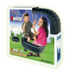 G21 Gumiabroncs hinta csomagolása. Szögletes fekete gumiabroncs hinta kültéri játékhoz. - Kültéri hinta