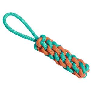 Braided rope dog toy, orange and teal colors - Dog Toy