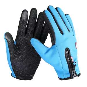 Kék érintőképernyős téli kesztyű cipzárral, XL méret - Férfi kesztyű