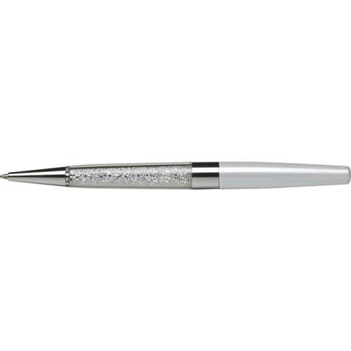ART CRYSTELLA® 14 cm cremeweißer Kugelschreiber gefüllt mit weißem SWAROVSKI®-Kristall an der Unterseite 58241339