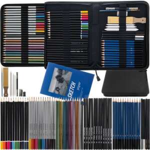 Maaleo 19178 sketching set with colored pencils, graphite pencils, and other art supplies - Malatec