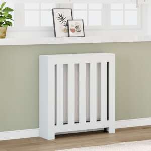 vidaXL husă albă pentru radiator, lemn asamblat, 78 x 20 x 82 cm, dulap pentru radiator, husă pentru radiator pentru living, husă pentru radiator cu raft, husă pentru radiator cu design cu lamele - Inserții de șemineu