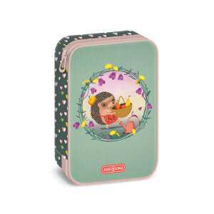 Ars Una Apple Pie Sünis Tolltartó, zöld színű, aranyos sünissel, aki gyümölcsökkel teli kosarat cipel, tökéletes az iskolai kellékek rendezéséhez - Ars Una Tolltartó