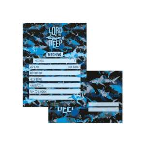 Set de invitații la petrecere Ars Una Lord of the Deep cu plicuri, 10 invitații cu design de rechin - Felicitări, invitații