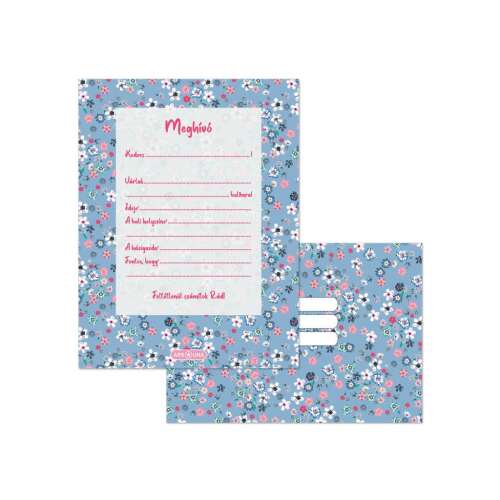 Ars Una Pearl Blossom Blue set de invitații cu plicuri, design floral