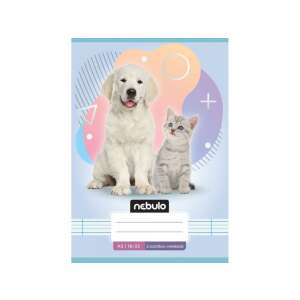 Nebulo A5-ös vonalas füzet 2. osztályosoknak, aranyos kutya és macska mintával - Nebulo