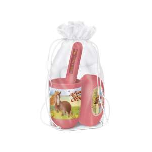 Set de igienă de călătorie Ars Una My Sweet Horse cu cană, suport pentru săpun, suport pentru periuță de dinți și prosop, cu un design roz cu cai - Ars Una