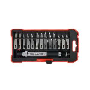 YATO 14 részes faragó kés készlet, különféle pengék formákkal, ideális precíz vágáshoz és kézműveskedéshez - Szerszámkés