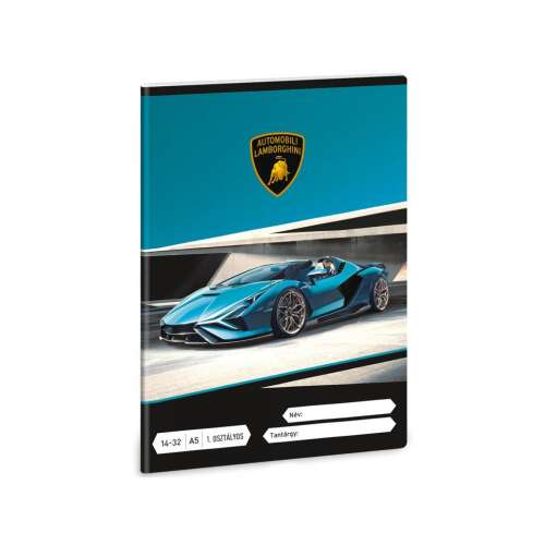 Caiet liniat A/5 Lamborghini pentru clasa I, cu o mașină Lamborghini pe copertă