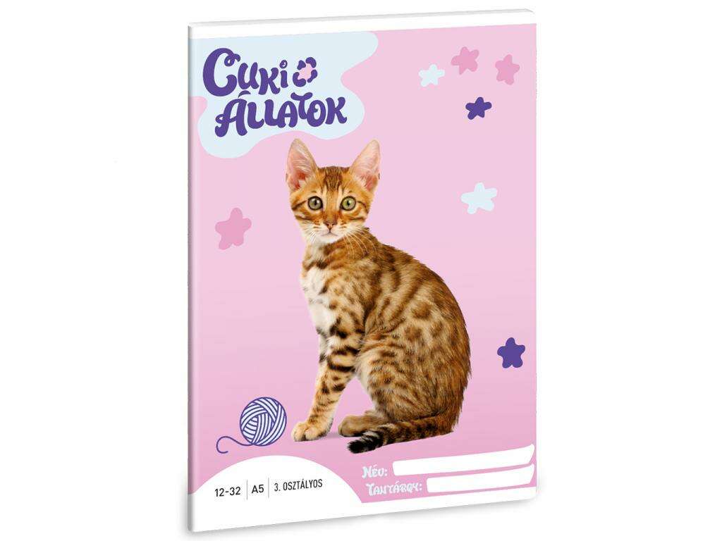 Ars Una: Animale drăgu?e - Bengal Cat 3rd Grade Line Notebook A/5