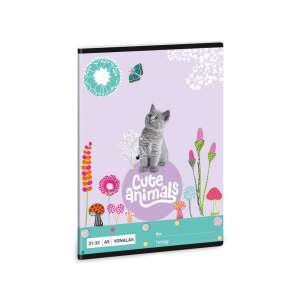 Ars Una Animale Drăguțe Pisicuță A/5 caiet cu linii, cu un design drăguț cu pisicuță pe un fundal violet - Ars Una