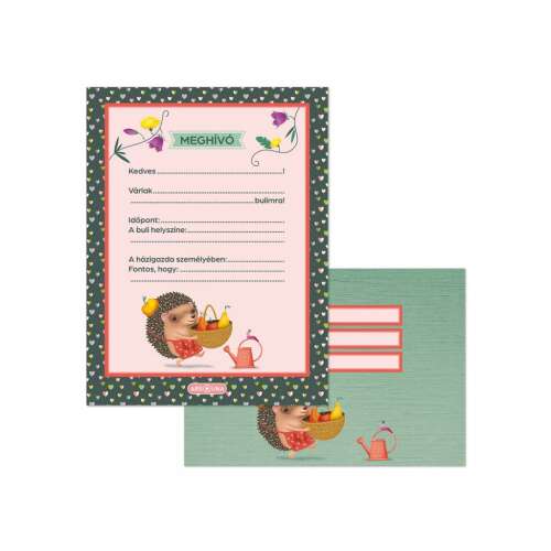 Set de invitații de ziua de naștere Ars Una Apple Pie cu arici, 10 invitații cu un design drăguț de arici