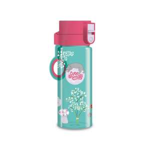 Ars Una Cute Animals Kitten BPA-freier Wasserflasche 475ml, türkis mit Blumen- und Katzenmuster, rosa Deckel - Füttern