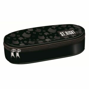 St.Right Black Cats cicás ovális tolltartó, fekete, macska mintával, cipzáras - Unipap